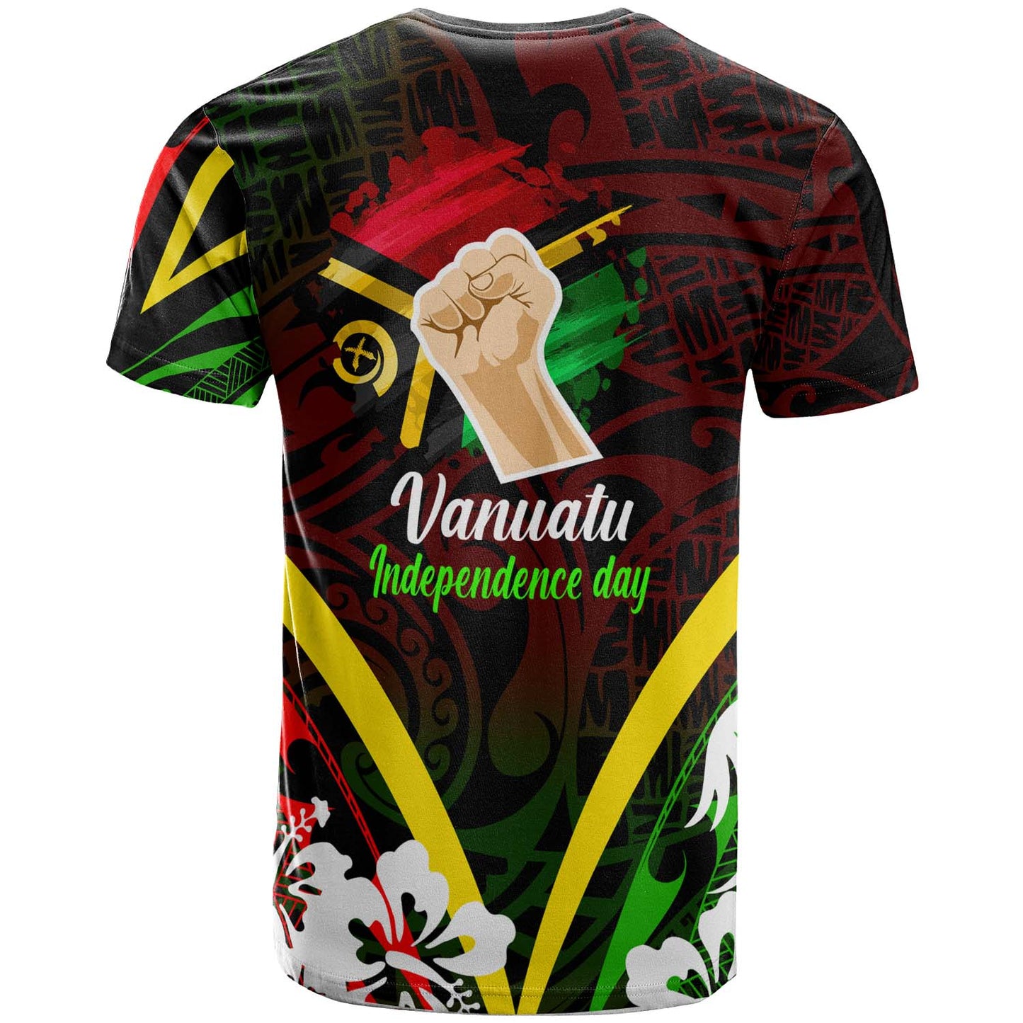 Vanuatu T-shirt - Vanuatu Independence Day Annivesary with Plumerian and Polynesian Patterns T-shirt