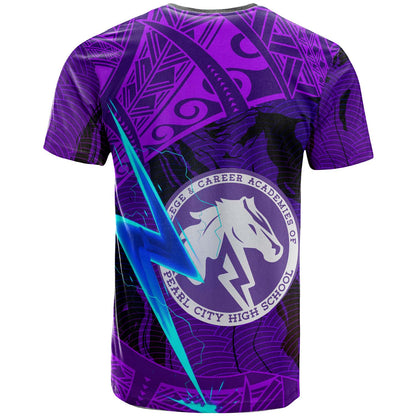 Hawaii Custom Polynesian T-shirt - Pearl City High School Horse and Thunder with Tribal Pattern