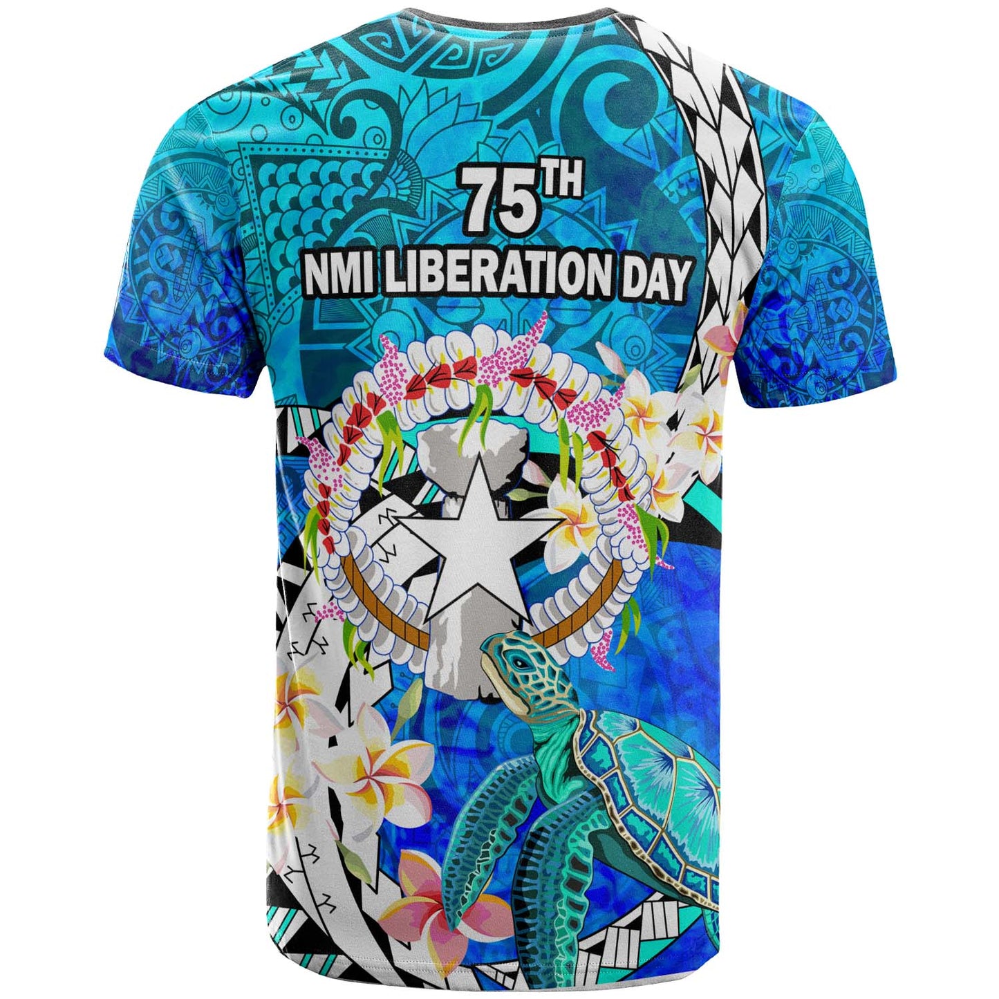 Northern Mariana Islands T-Shirt - CNMI Polynesian Culture with Turtle and Plumeria T-Shirt