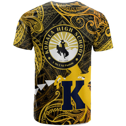 Hawaii Polynesian T-shirt - Kohala High School Cowboy with Polynesian Patterns