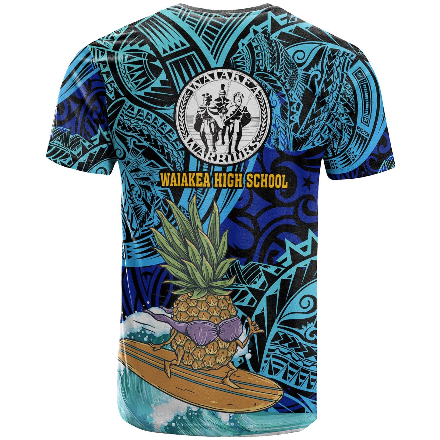 Hawaii Custom T-shirt - Waiakea High School with Polynesian Culture and Tiki Surfer