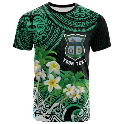 Tonga Custom T-shirt - Takuilau College with Polynesian Patterns and Plumeria Flower