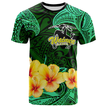 Hawaii Polynesian T-shirt - Waimea Elementary School with Polynesian Patterns and Hibicus Flower