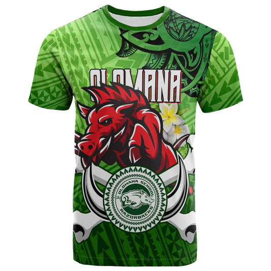 Hawaii Custom Personalised T-shirt - Olomana High & Intermediate School Polynesian Boar and Plumeria