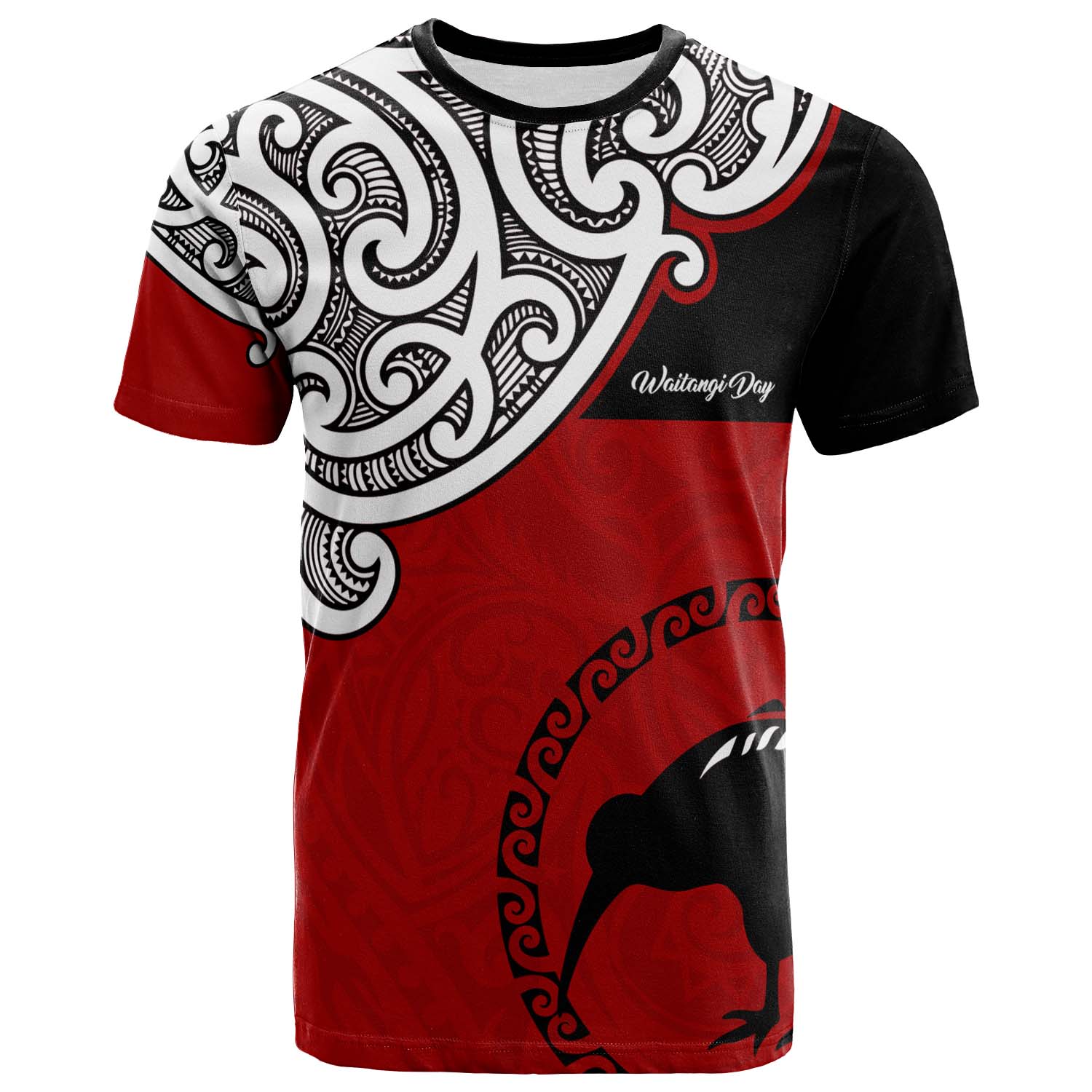 New Zealand T-shirt - Happy Waitangi Day Kiwi Bird and Maori Traditional