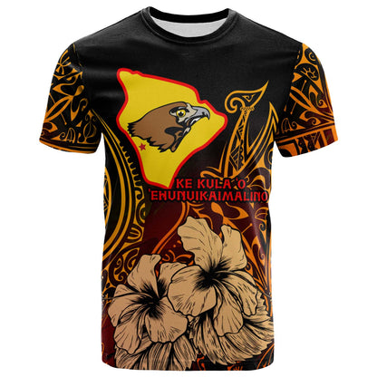 Hawaii Custom T-shirt - Ke Kula o Ehunuikaimalino High School with Polynesian Pride Pattern