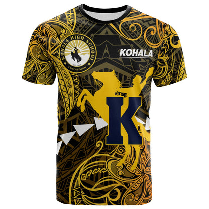 Hawaii Polynesian T-shirt - Kohala High School Cowboy with Polynesian Patterns