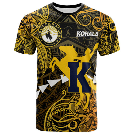 Hawaii Polynesian T-shirt - Kohala High School Cowboy with Polynesian Patterns