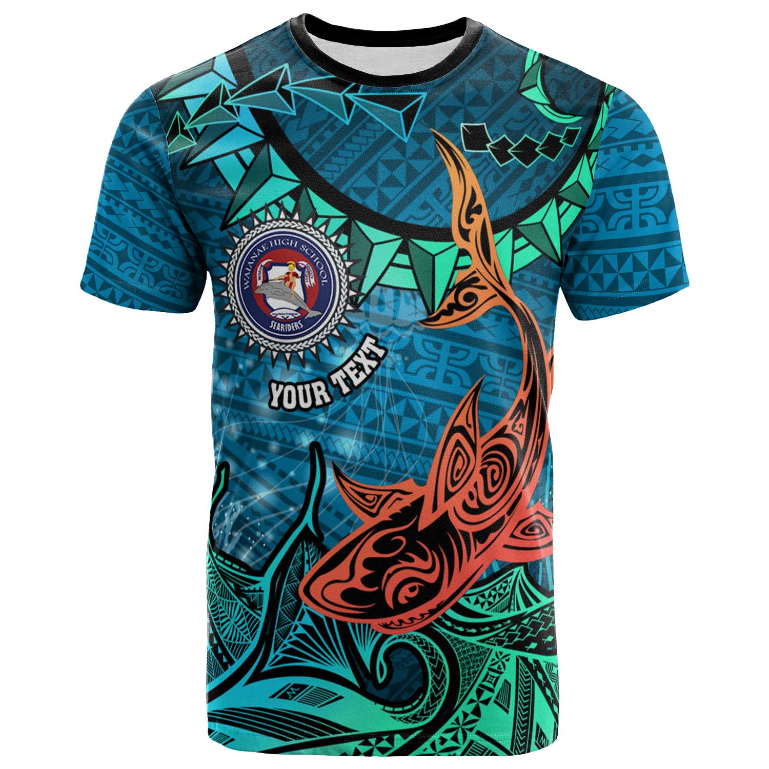 Hawaii Custom Personalised T-shirt - Waianae High School Polynesian Seariders Tribal Pattern
