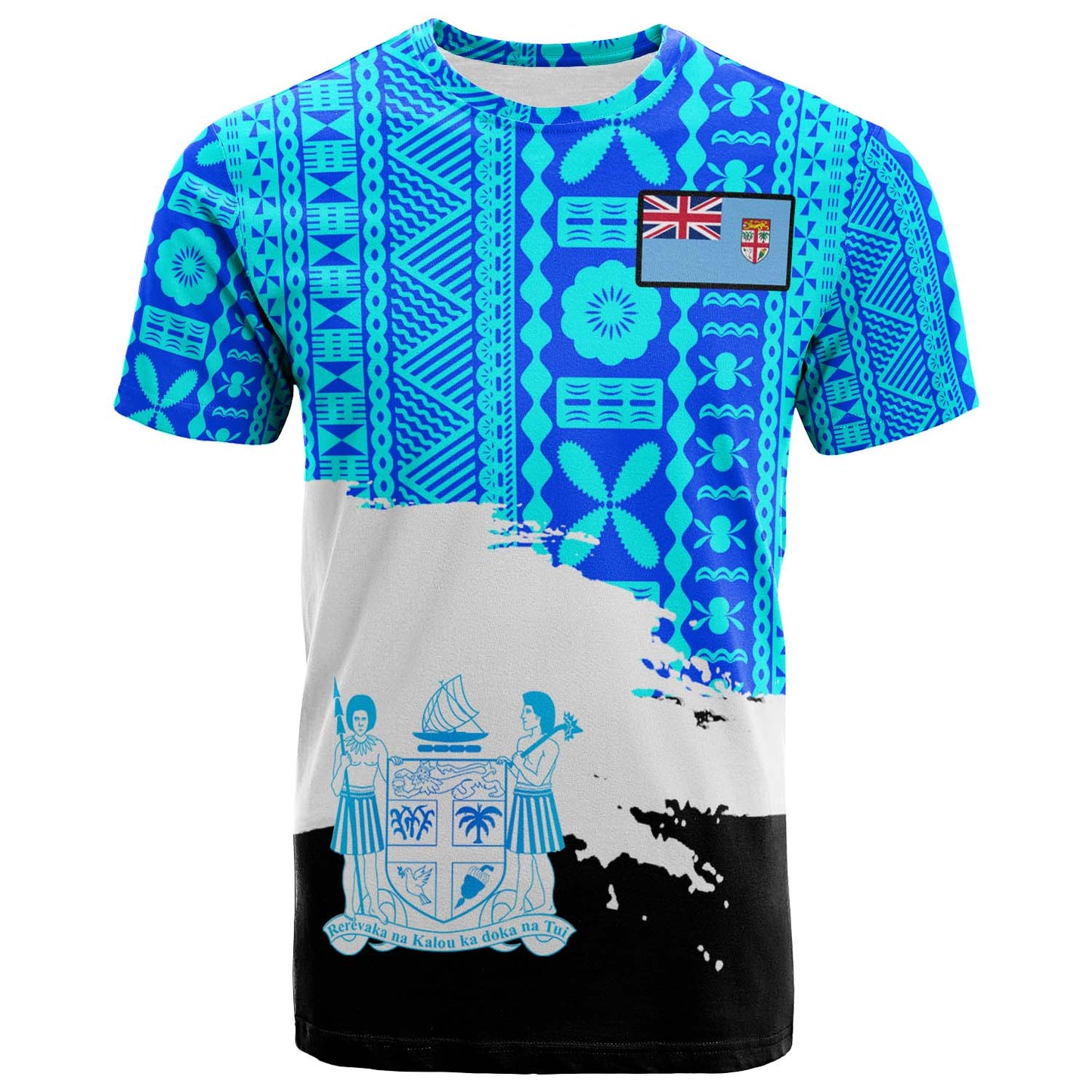 Fiji Polynesian T-shirt - Fiji Tapa Brush Tribal Patterns