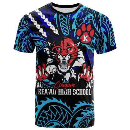 Hawaii Custom T-shirt - Keaau High School Cougars with Polynesian Patterns Galaxy