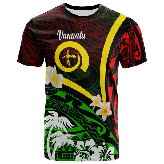 Vanuatu T-shirt - Vanuatu Independence Day Annivesary with Plumerian and Polynesian Patterns T-shirt