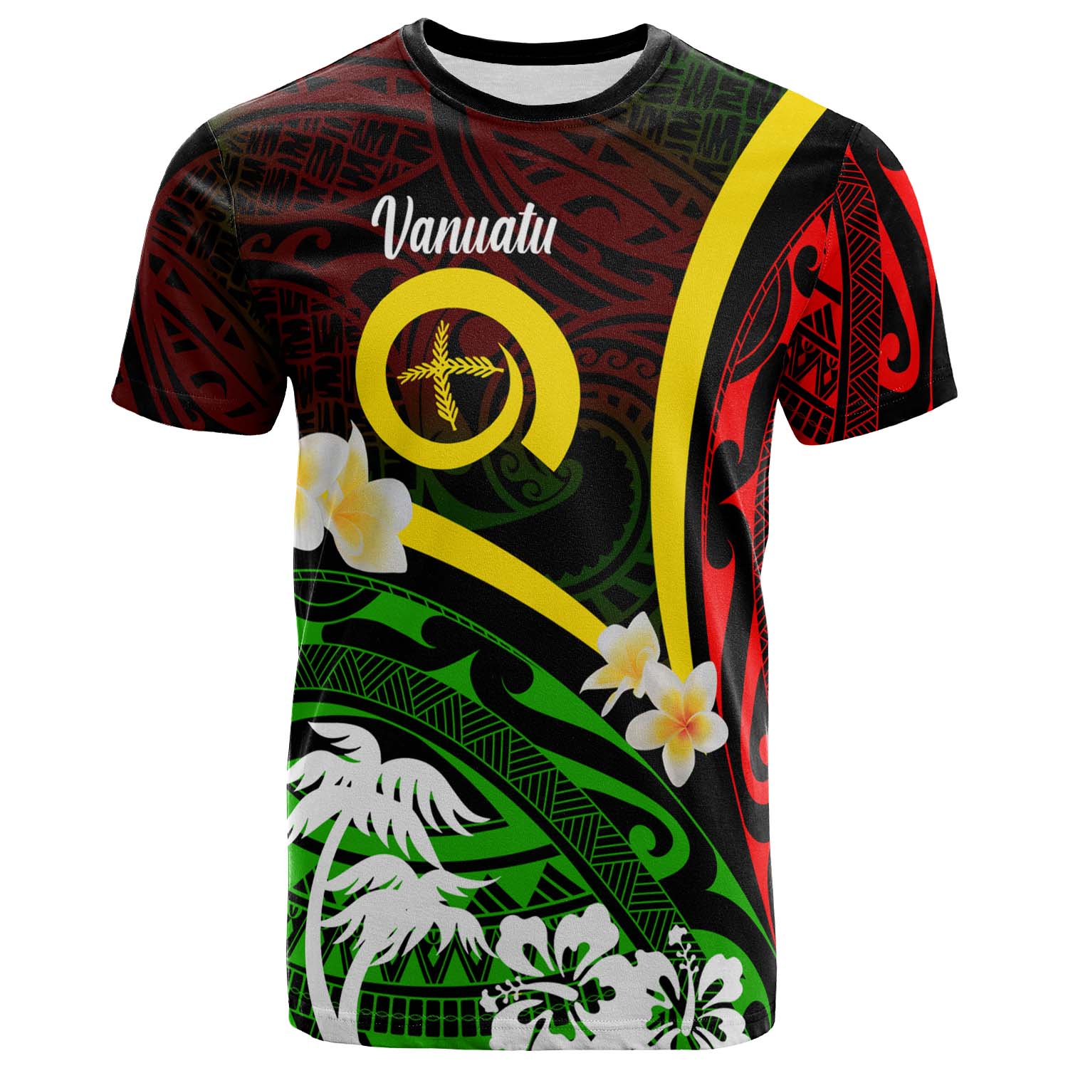 Vanuatu T-shirt - Vanuatu Independence Day Annivesary with Plumerian and Polynesian Patterns T-shirt