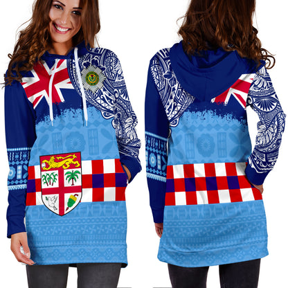 Fiji Hoodie Dress Fijian UK Flag With Coat Of Arms