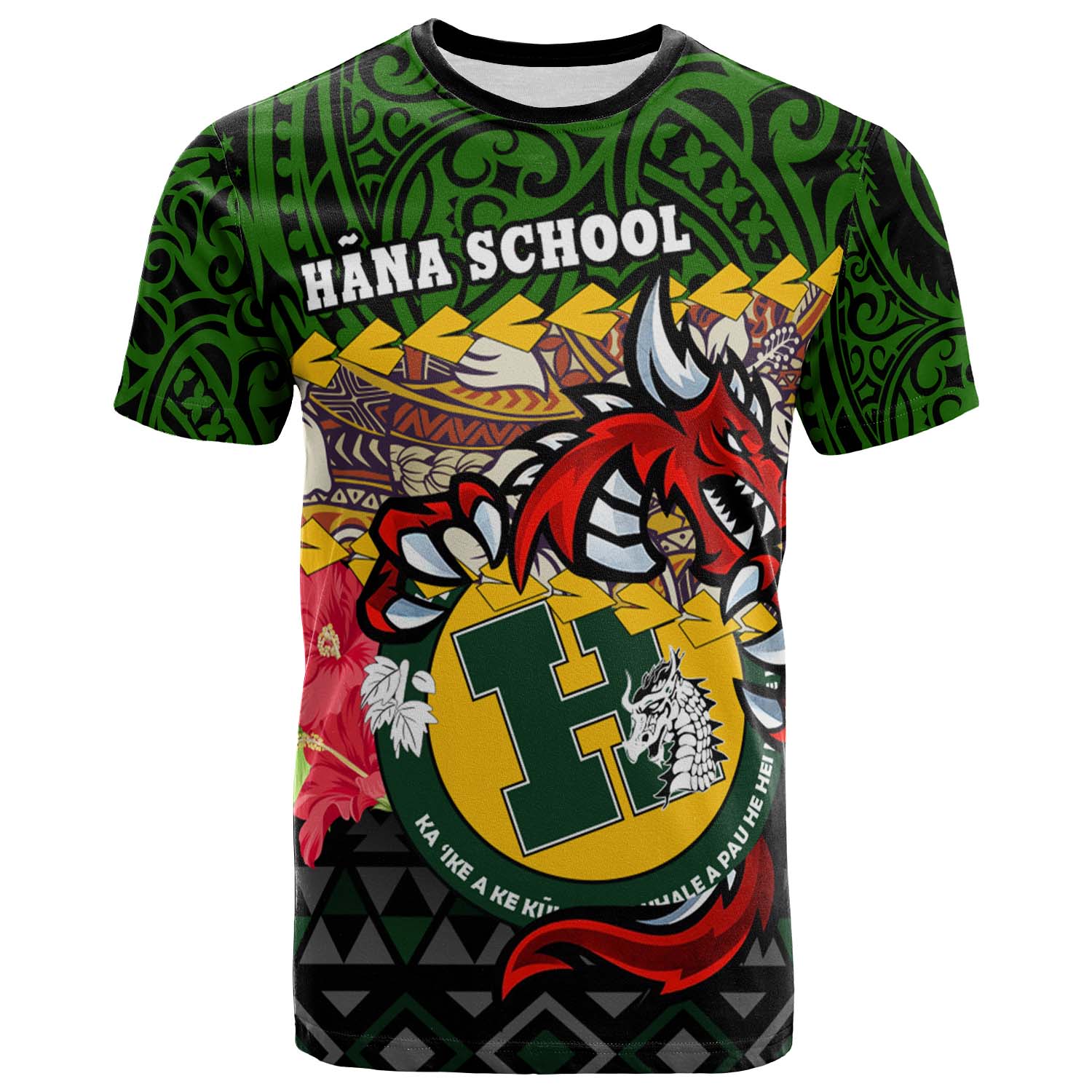 Hawaii Custom Personalised T-shirt - Hana High & Intermediate School Dragon Polynesian Pattern