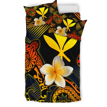 Kanaka Maoli Polynesian Bedding Set - Lauhala Turtle Plumeria Tropical