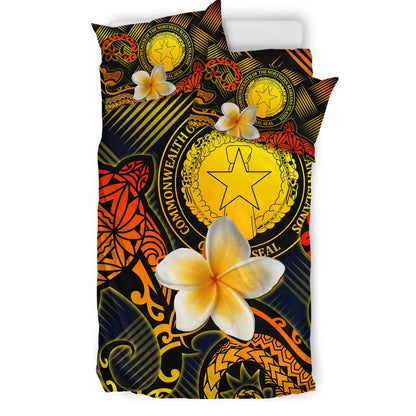 Northern Mariana Islands Polynesian Bedding Set - Lauhala Turtle Plumeria Tropical