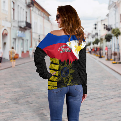 Philippines Off Shoulder Sweatshirt - Philippine Eagles Filipino Flag