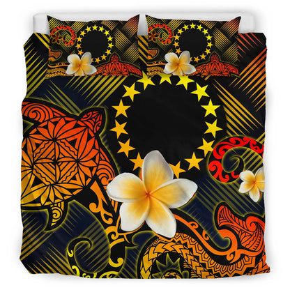 Cook Islands Polynesian Bedding Set - Lauhala Turtle Plumeria Tropical