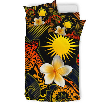Marshall Islands Polynesian Bedding Set - Lauhala Turtle Plumeria Tropical