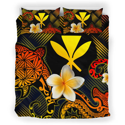 Kanaka Maoli Polynesian Bedding Set - Lauhala Turtle Plumeria Tropical