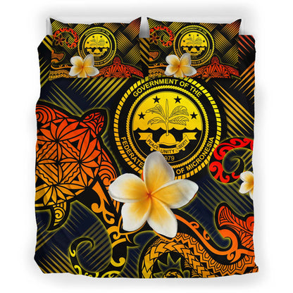 Federated States of Micronesia Polynesian Bedding Set - Lauhala Turtle Plumeria Tropical