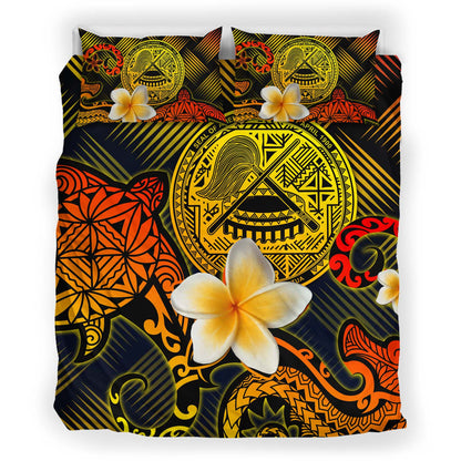 American Samoa Polynesian Bedding Set - Lauhala Turtle Plumeria Tropical