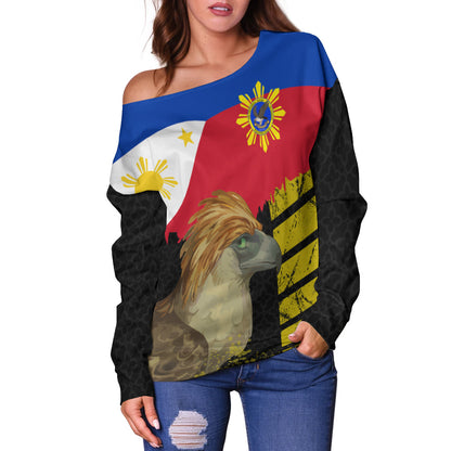 Philippines Off Shoulder Sweatshirt - Philippine Eagles Filipino Flag