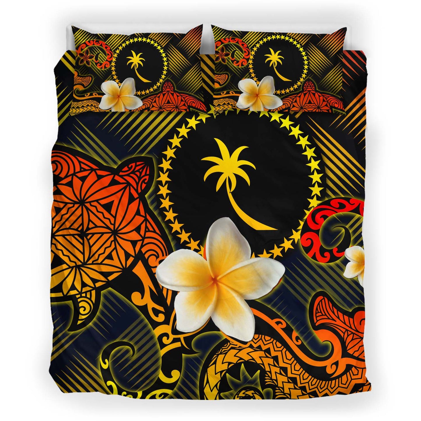 Chuuk Polynesian Bedding Set - Lauhala Turtle Plumeria Tropical
