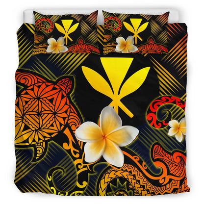 Kanaka Maoli Polynesian Bedding Set - Lauhala Turtle Plumeria Tropical