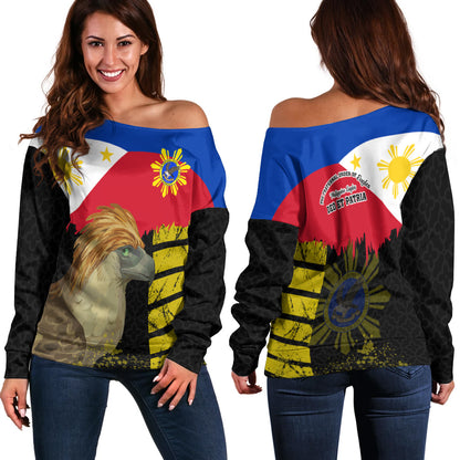 Philippines Off Shoulder Sweatshirt - Philippine Eagles Filipino Flag