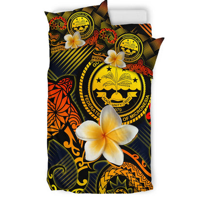 Federated States of Micronesia Polynesian Bedding Set - Lauhala Turtle Plumeria Tropical