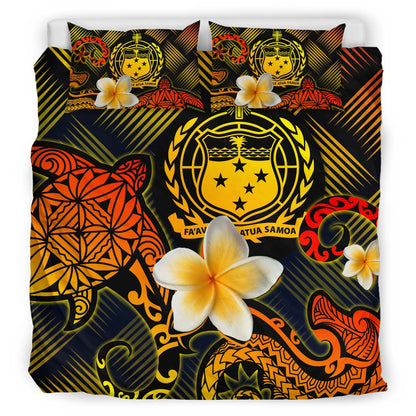 Samoa Polynesian Bedding Set - Lauhala Turtle Plumeria Tropical
