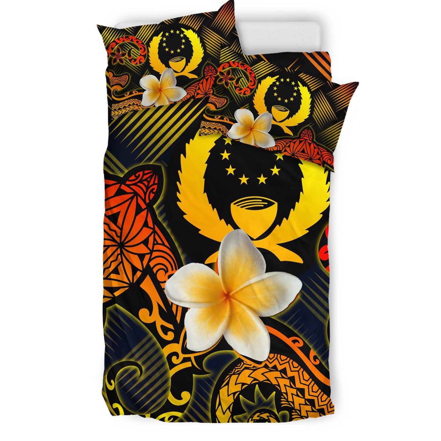 Pohnpei Polynesian Bedding Set - Lauhala Turtle Plumeria Tropical