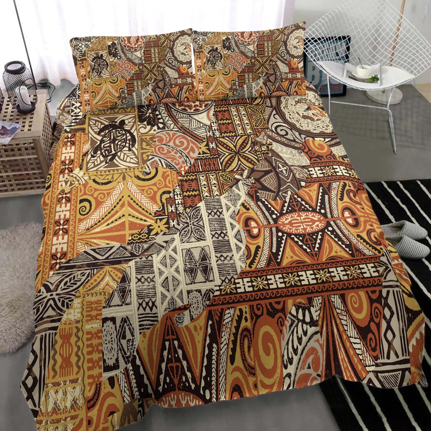 Hawaii Polynesian Bedding Set - Tribal Painting Patch Style