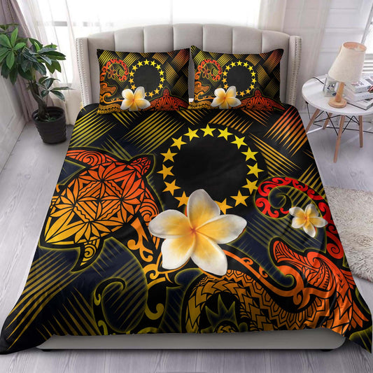 Cook Islands Polynesian Bedding Set - Lauhala Turtle Plumeria Tropical