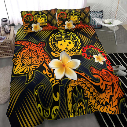 Samoa Polynesian Bedding Set - Lauhala Turtle Plumeria Tropical