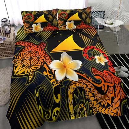 Tokelau Polynesian Bedding Set - Lauhala Turtle Plumeria Tropical
