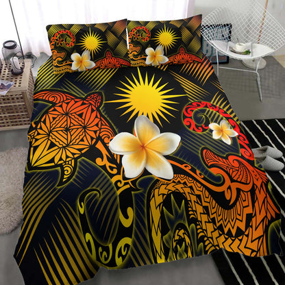 Marshall Islands Polynesian Bedding Set - Lauhala Turtle Plumeria Tropical