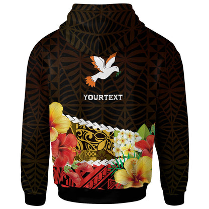 Tonga Custom Hoodie - Tailulu College Polynesian with Flower and Tonga Pattern