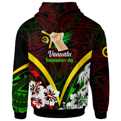 Vanuatu Hoodie - Vanuatu Independence Day Annivesary with Plumerian and Polynesian Patterns Hoodie