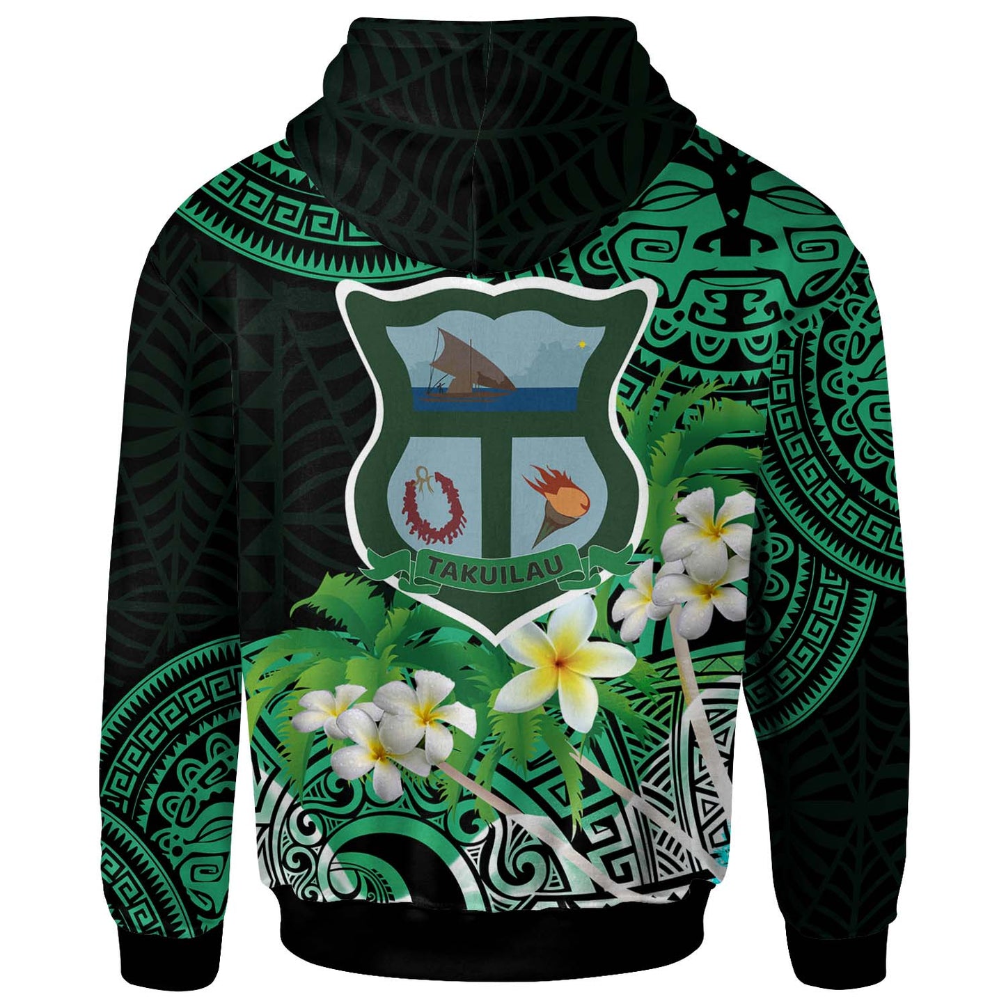 Tonga Custom Hoodie - Takuilau College with Polynesian Patterns and Plumeria Flower