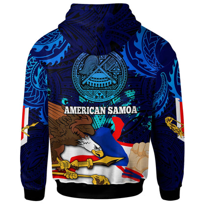 American Samoa Hoodie - Happy Independence Day Samoa with Eagles Polynesian Patterns