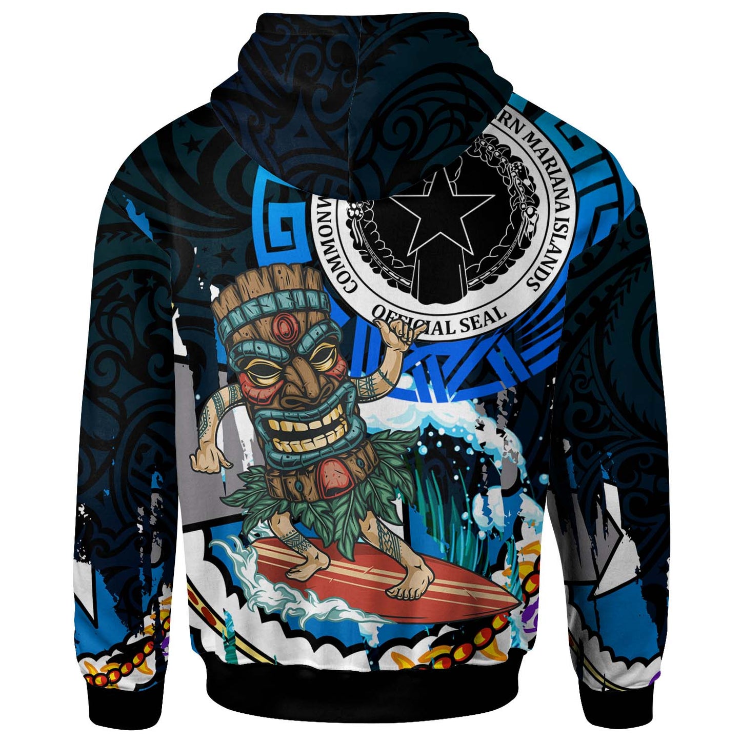 Northern Mariana Islands Hoodie - CNMI Polynesian Culture with Tiki Surf Style