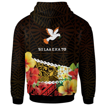 Tonga Custom Hoodie - Tailulu College Polynesian with Flower and Tonga Pattern