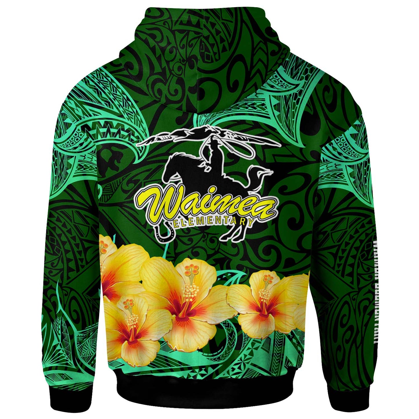 Hawaii Polynesian Hoodie - Waimea Elementary School with Polynesian Patterns and Hibicus Flower