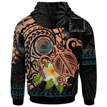 American Samoa Hoodie - Polynesian Culture with Pumeria Flower and Turtle Siapo Patterns