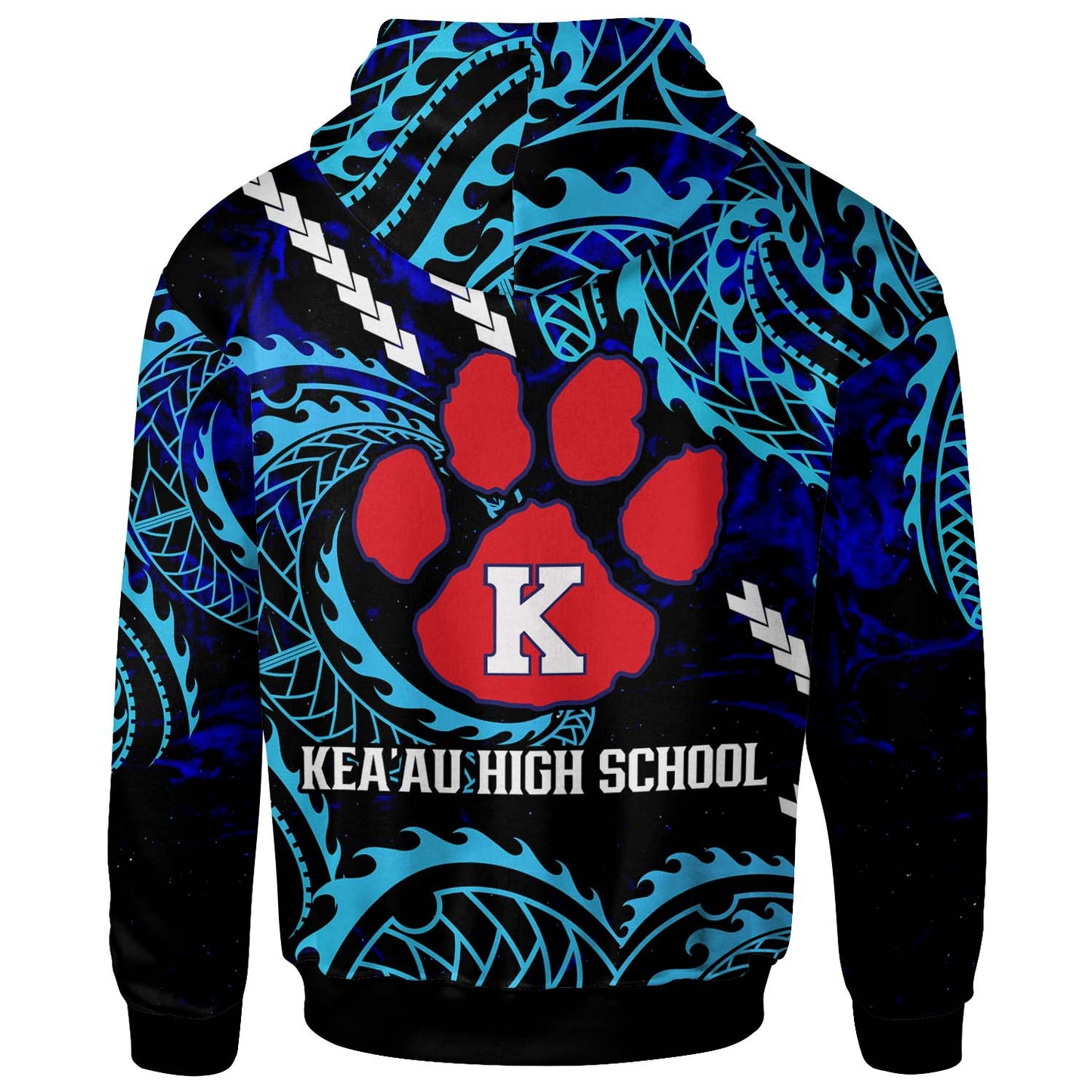 Hawaii Custom Hoodie - Keaau High School Cougars with Polynesian Patterns Galaxy