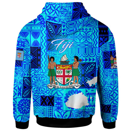Fiji Polynesian Hoodie - Custom Fiji Independence Day with Tapa Patterns and Fiji Map Hoodie