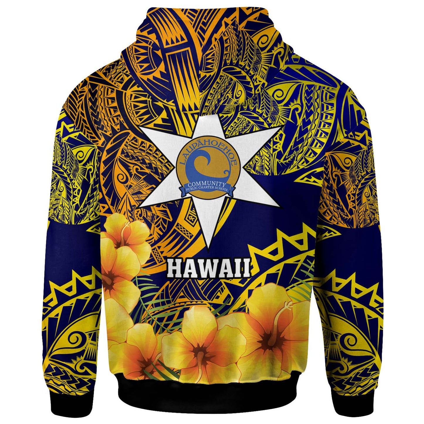 Hawaii Custom Hoodie - Laupahoehoe Community Public Charter School with Polynesian and HIbicus Flower